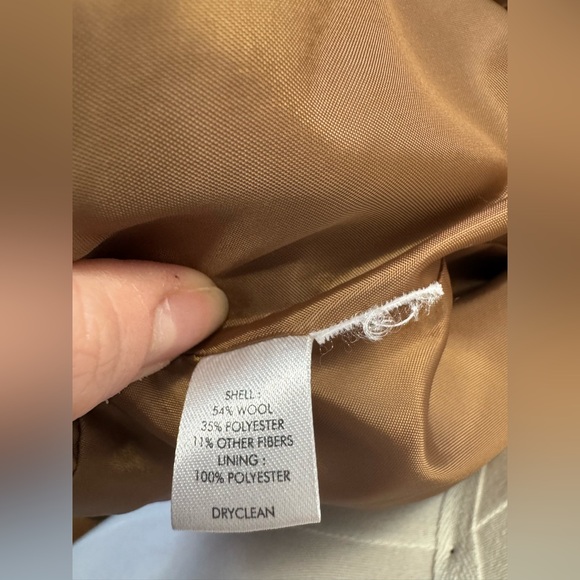 LOFT Black and Orange Checkered Pea Coat wool blend - Picture 6 of 13